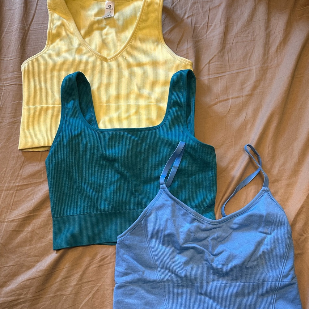 Yellow Teal Blue M/L sports bras